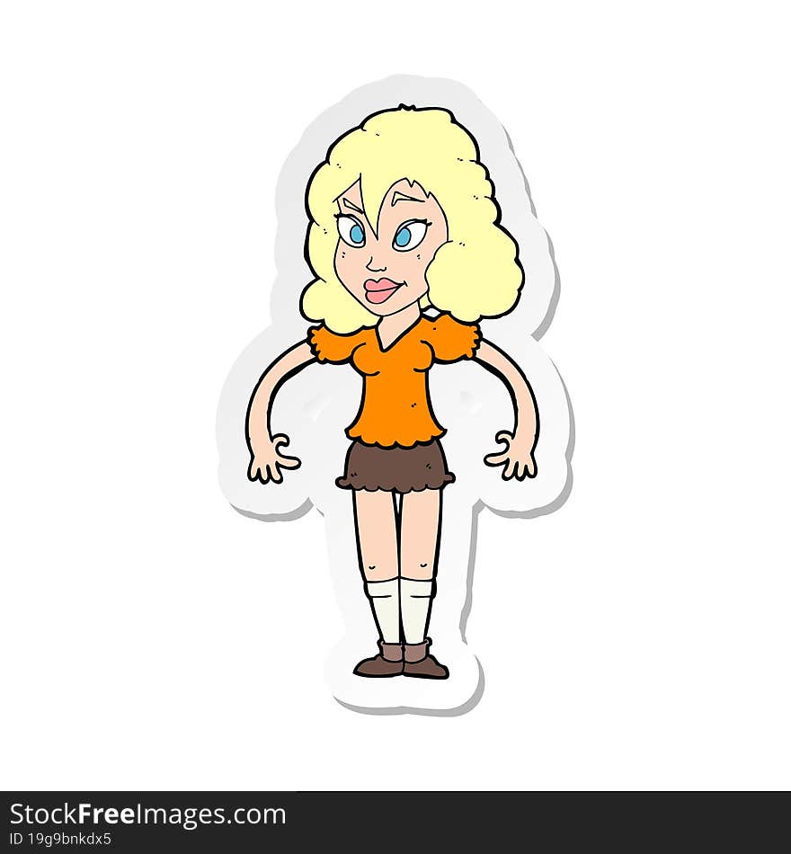 sticker of a cartoon pretty woman