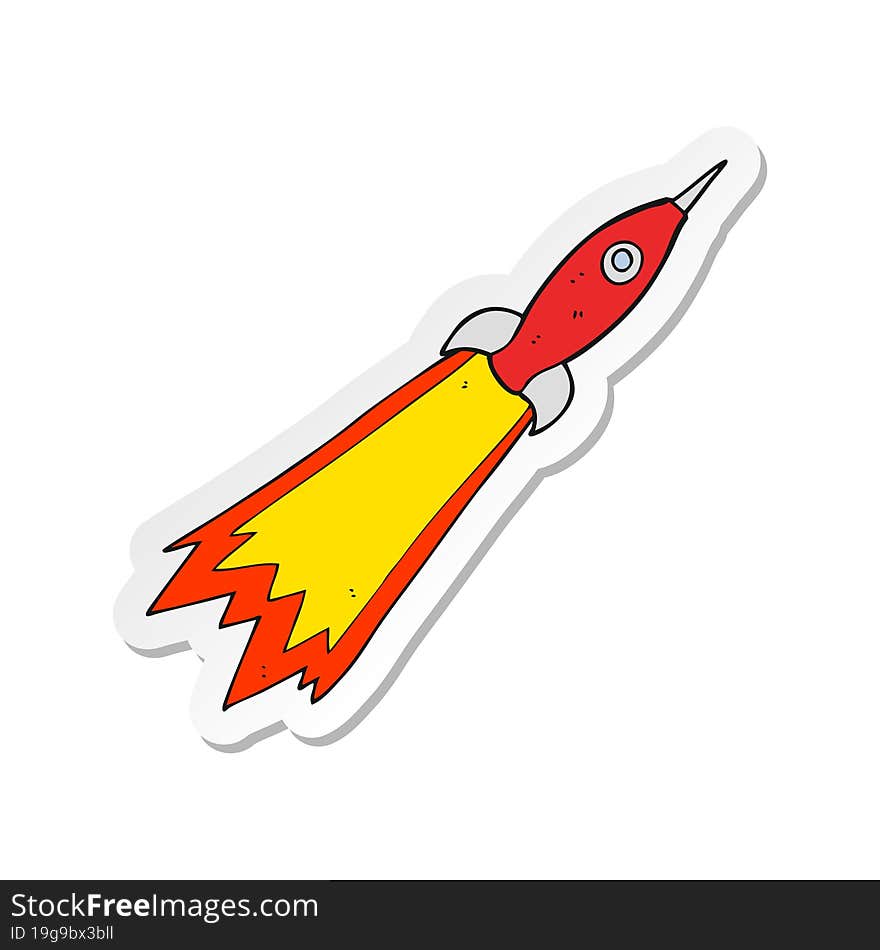 sticker of a cartoon rocket