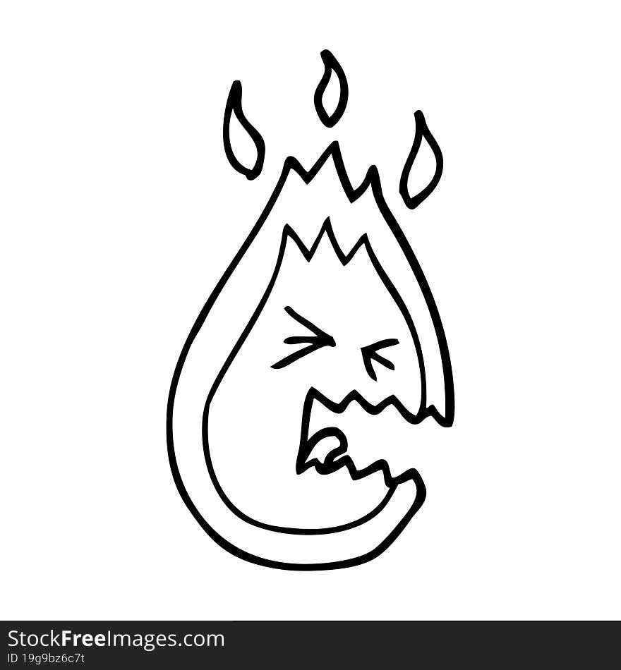 line drawing cartoon hot angry flame