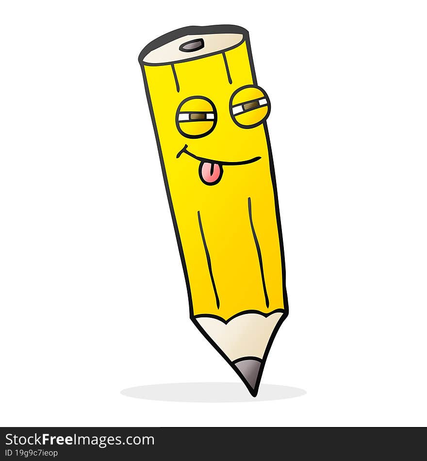 happy freehand drawn cartoon sly pencil. happy freehand drawn cartoon sly pencil