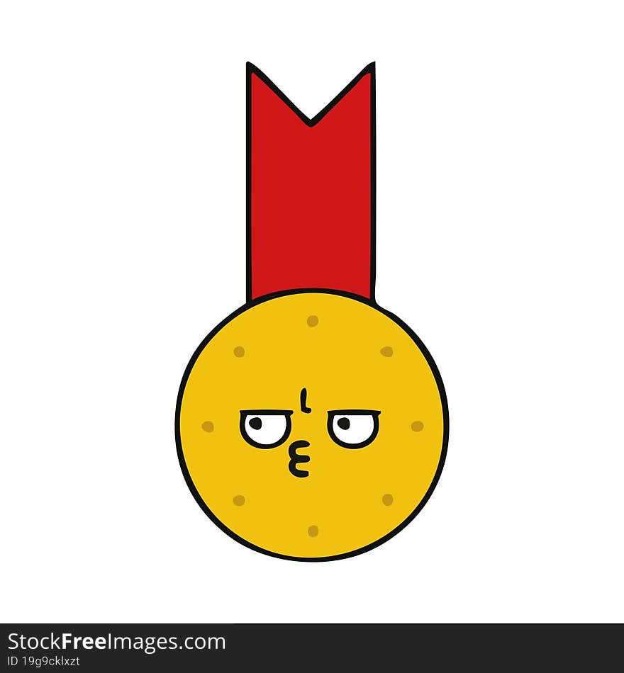 cute cartoon of a gold medal. cute cartoon of a gold medal