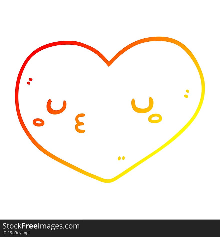 warm gradient line drawing cartoon love heart