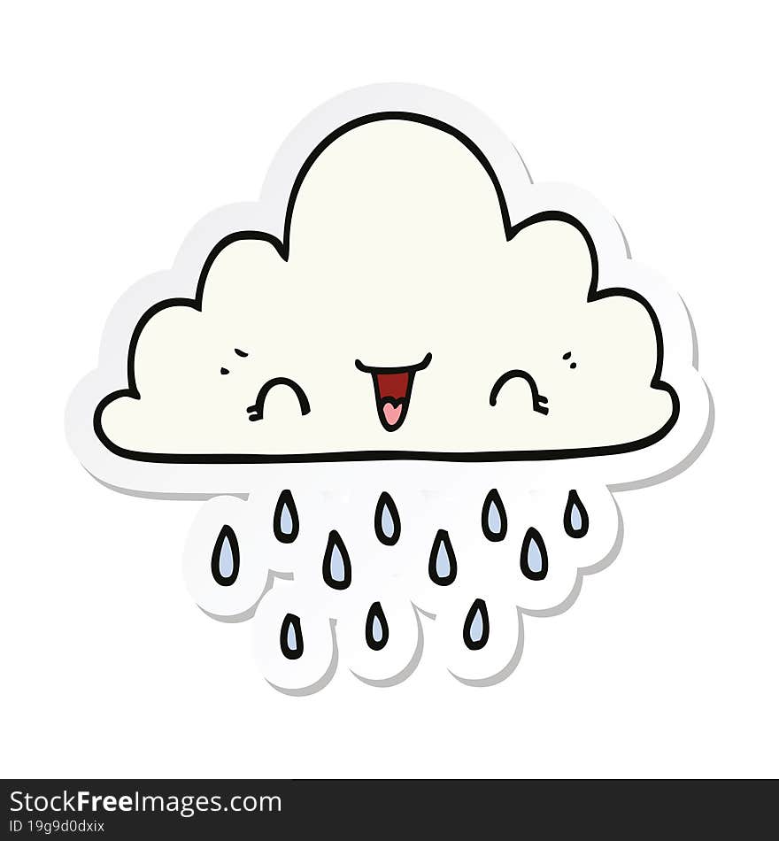 Sticker Of A Cartoon Storm Cloud