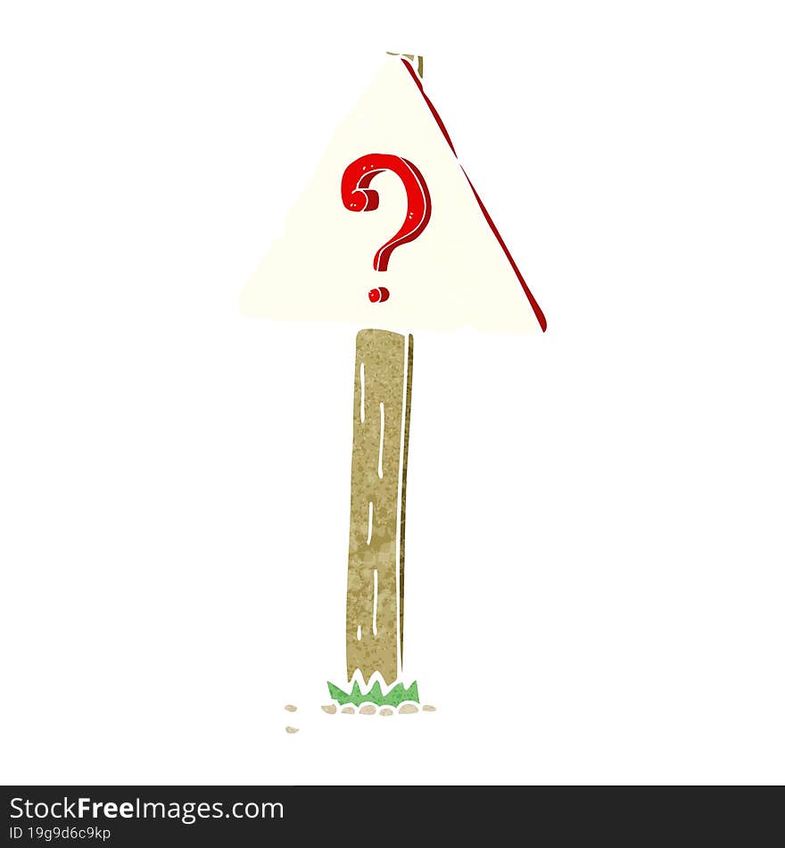 cartoon question mark sign post