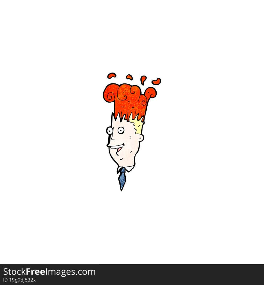 cartoon man with exploding head