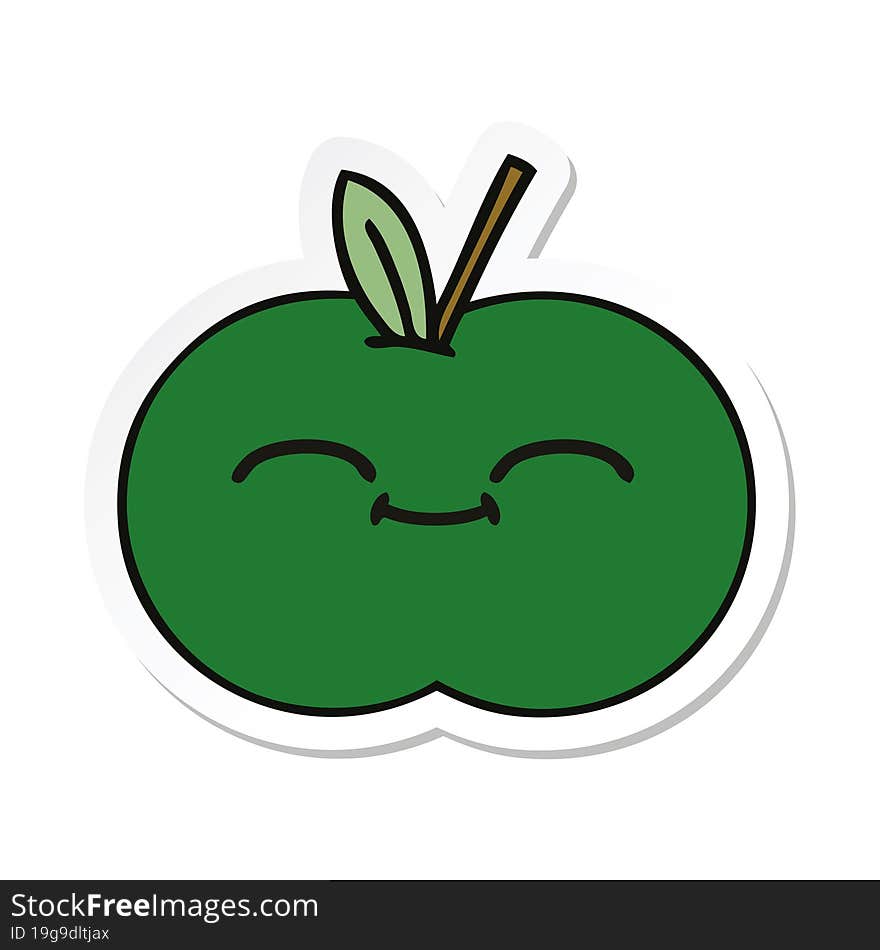 Sticker Of A Cute Cartoon Juicy Apple