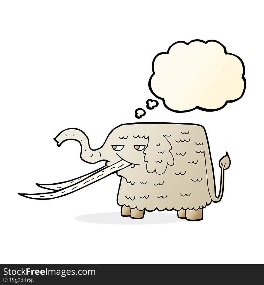 cartoon woolly mammoth with thought bubble