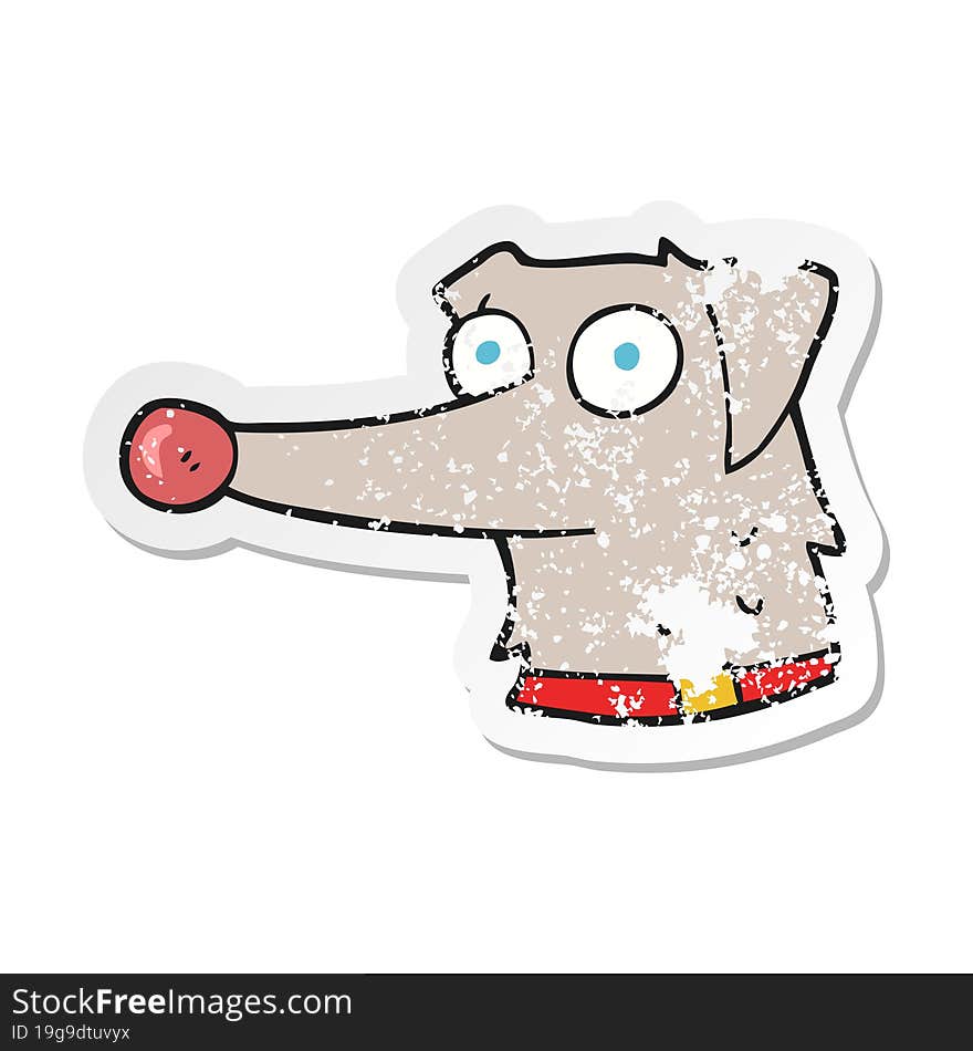 retro distressed sticker of a cartoon dog with collar