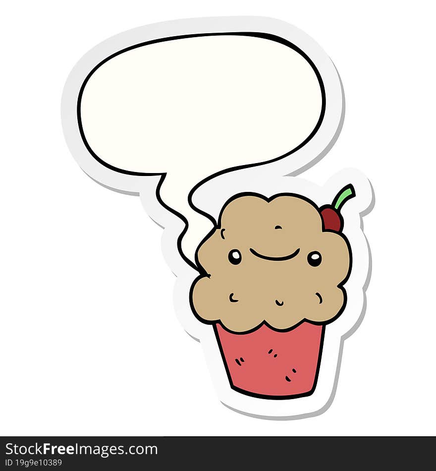 cartoon cupcake and speech bubble sticker