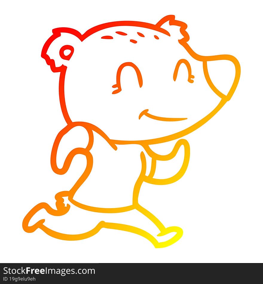 warm gradient line drawing healthy runnning bear cartoon