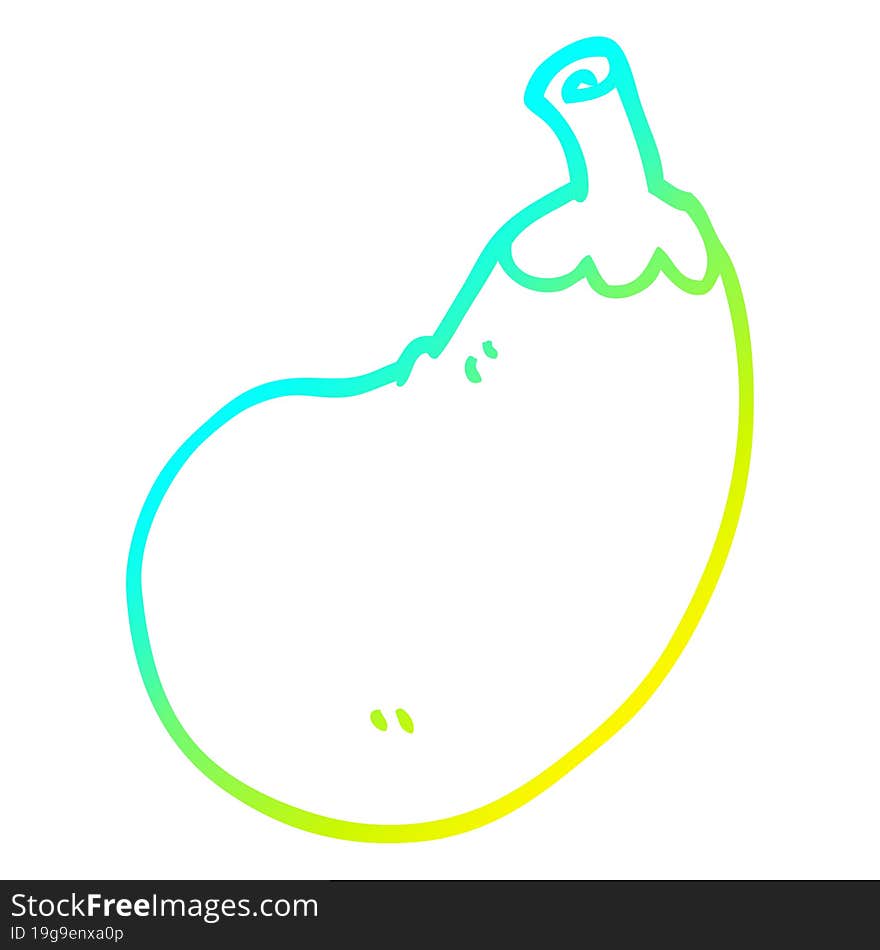 cold gradient line drawing of a cartoon eggplant