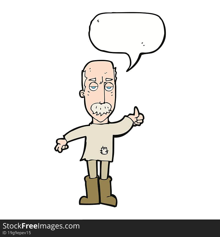 Cartoon Annoyed Old Man With Speech Bubble