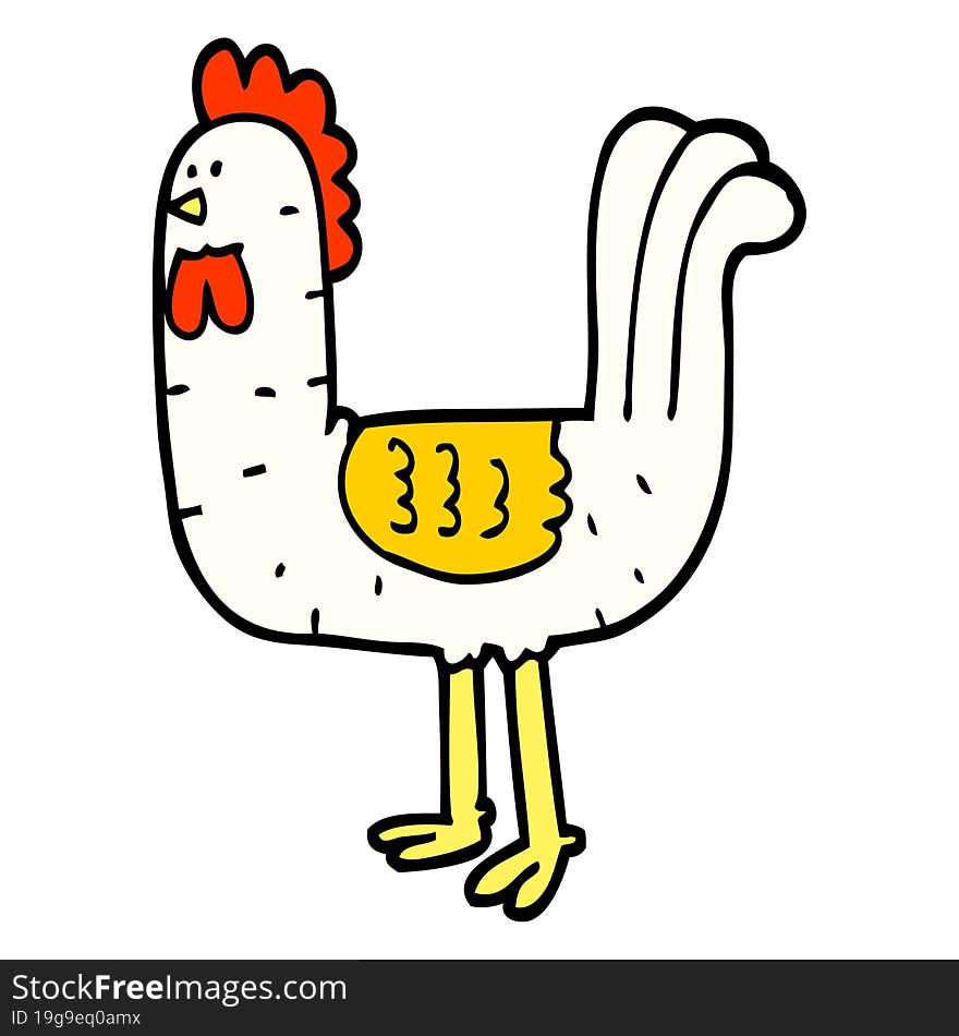 hand drawn doodle style cartoon cockerel