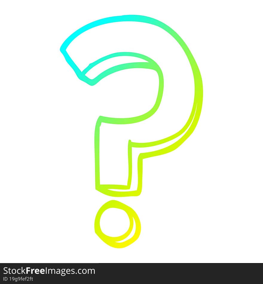 Cold Gradient Line Drawing Cartoon Question Mark