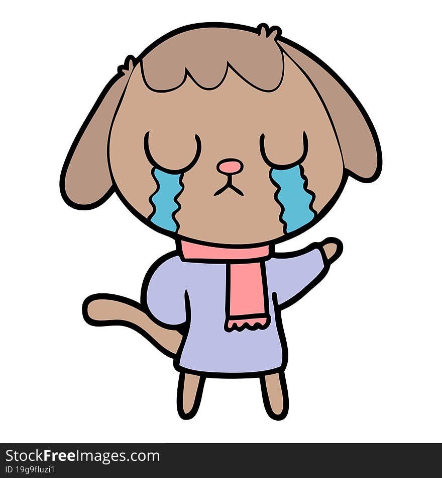 cute cartoon dog crying. cute cartoon dog crying