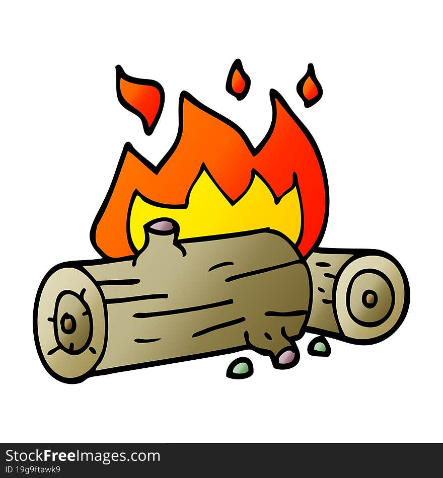 Cartoon Doodle Burning Logs