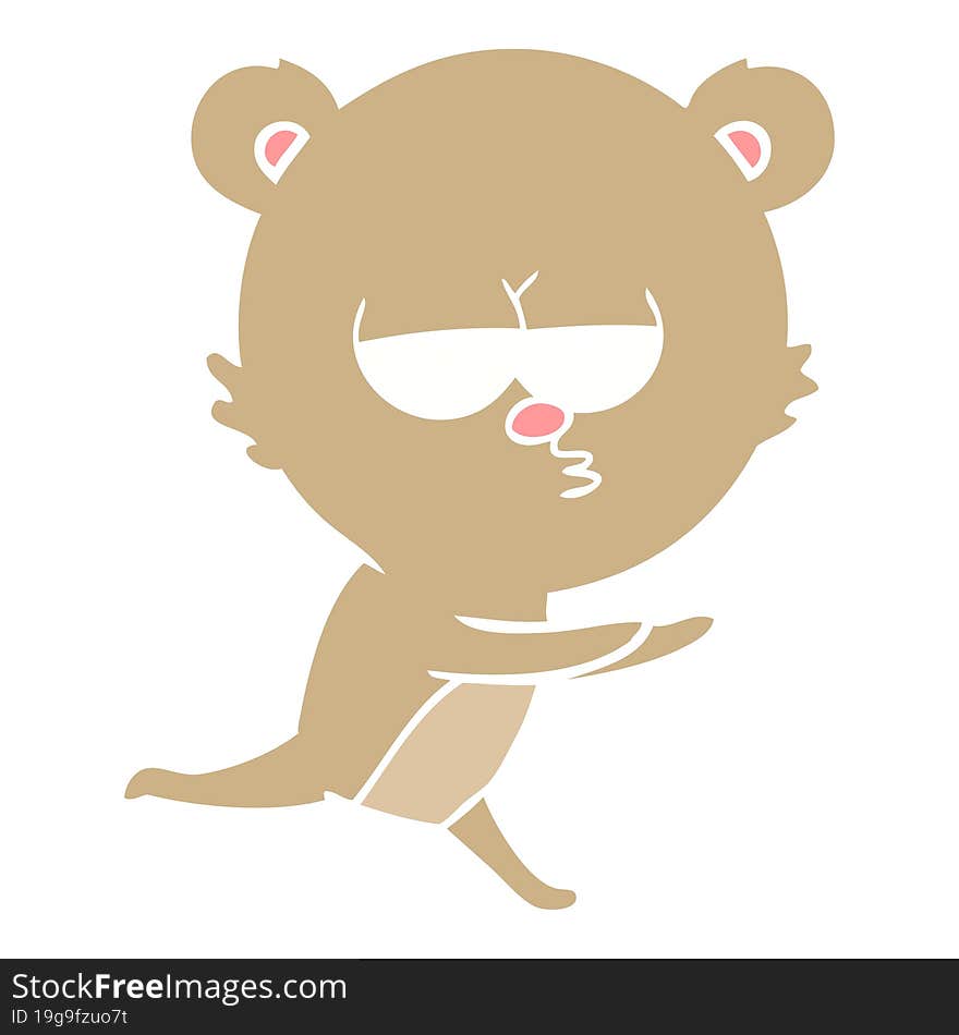 bored bear flat color style cartoon