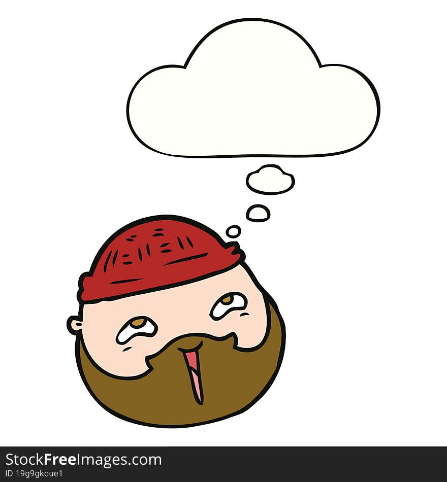 Cartoon Male Face With Beard And Thought Bubble