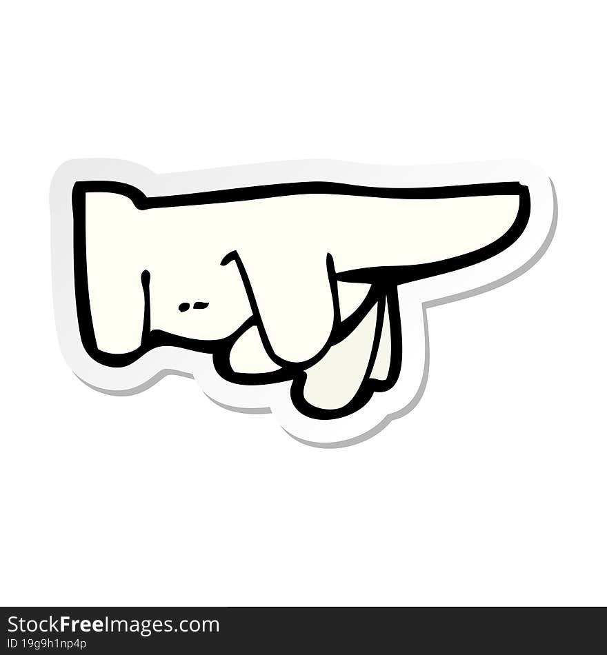 sticker of a cartoon pointing hand