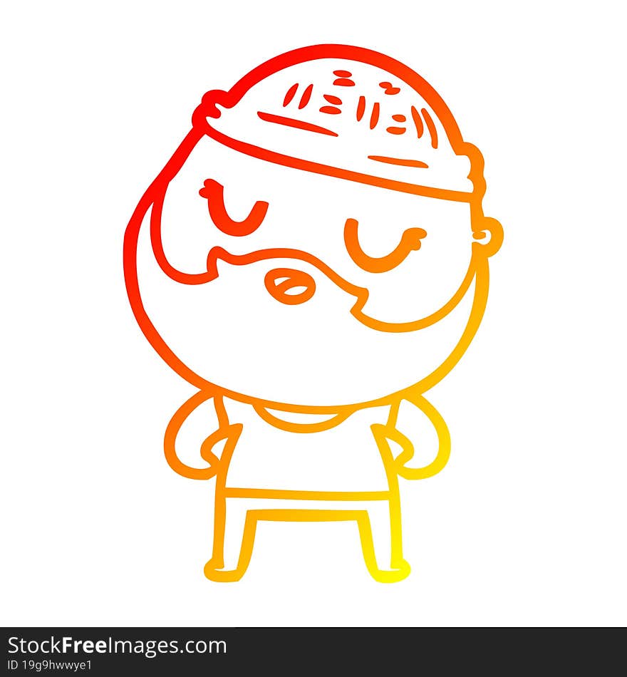 warm gradient line drawing cute cartoon man with beard