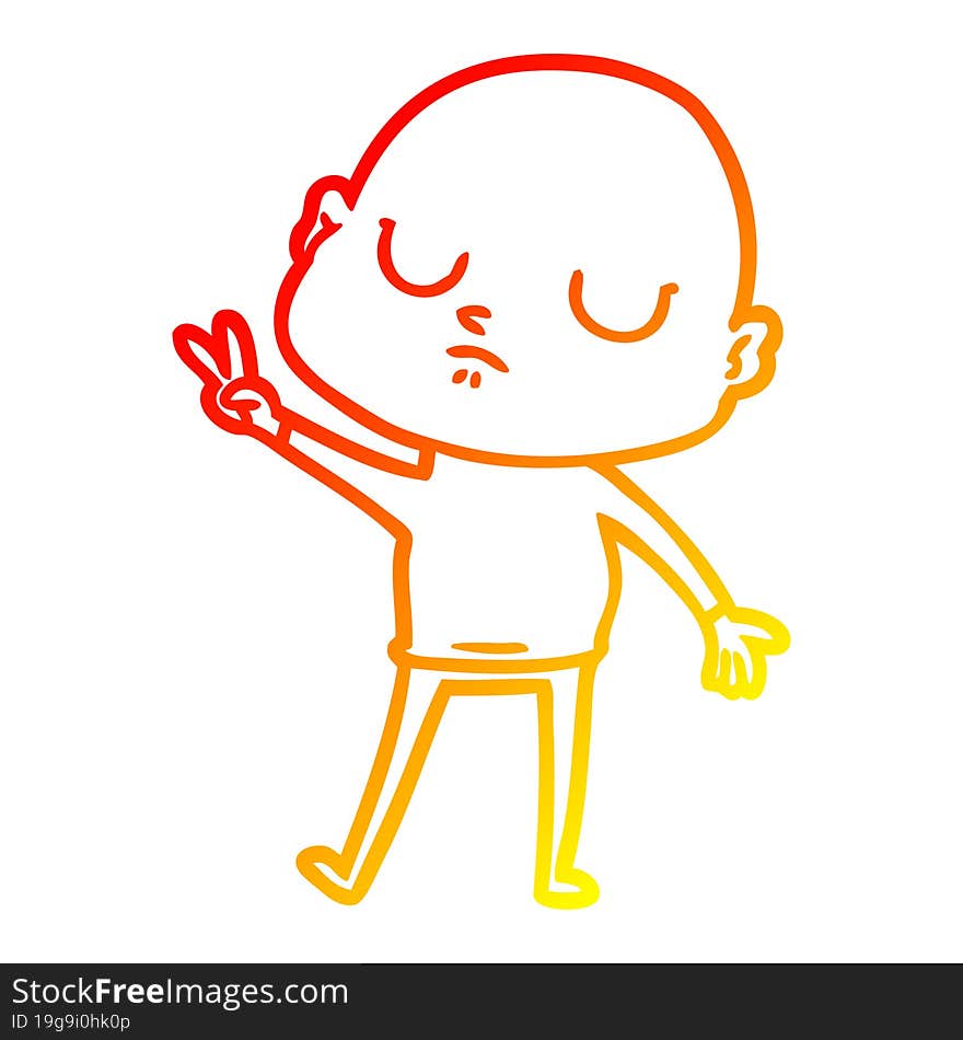 warm gradient line drawing of a cartoon bald man