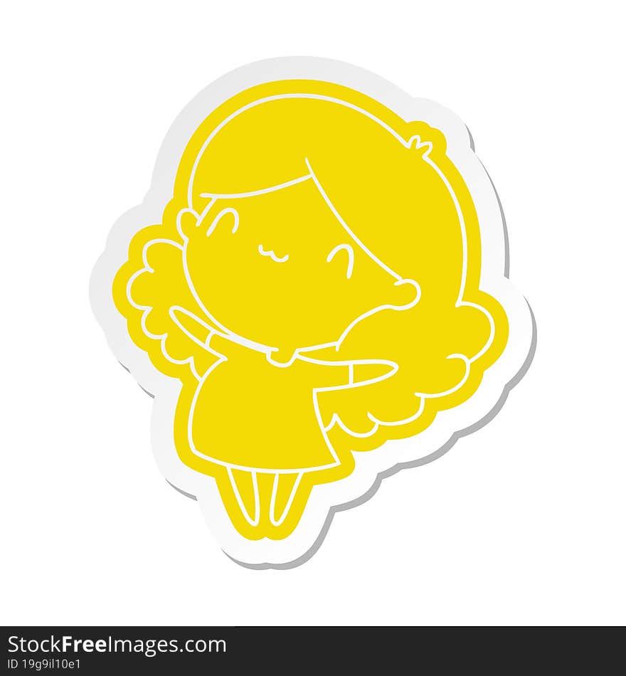 Cartoon Sticker Of A Cute Kawaii Girl