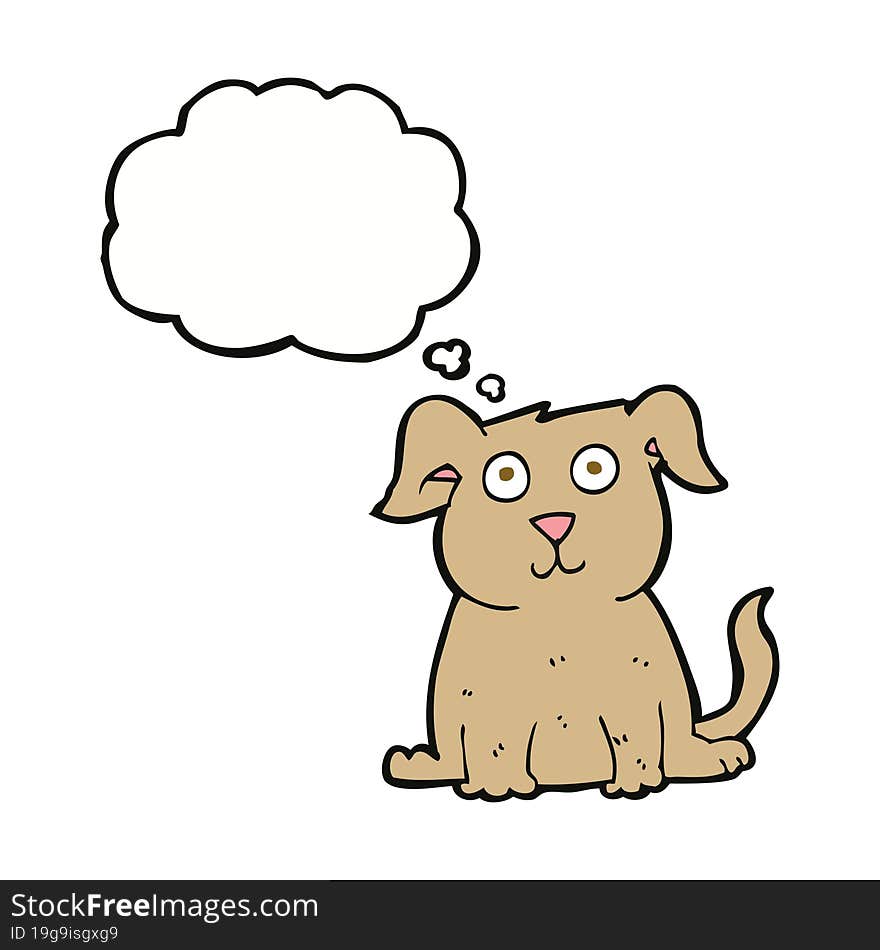 cartoon happy dog with thought bubble