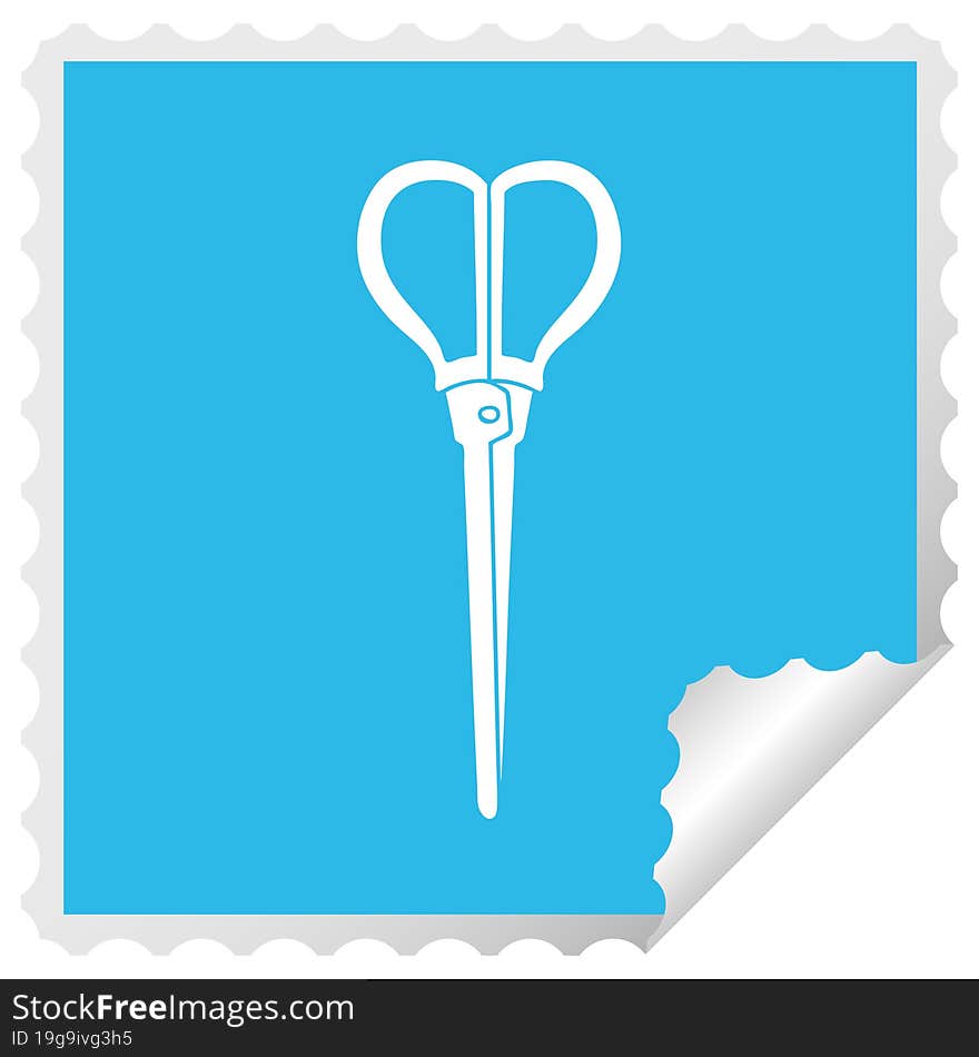 quirky square peeling sticker cartoon scissors