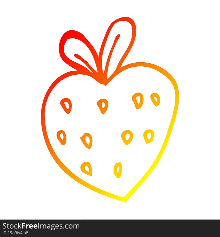 Warm Gradient Line Drawing Cartoon Strawberry Fr