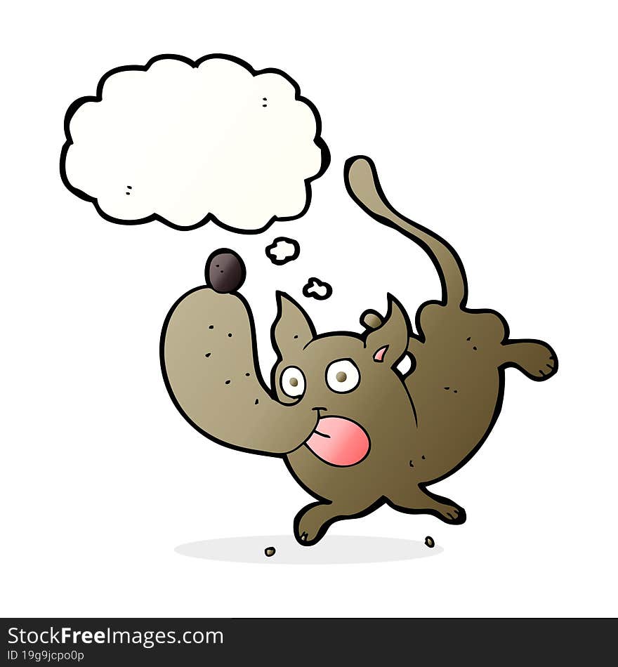 cartoon funny dog with thought bubble