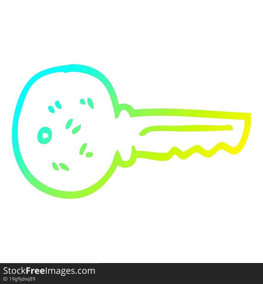 cold gradient line drawing cartoon metal key