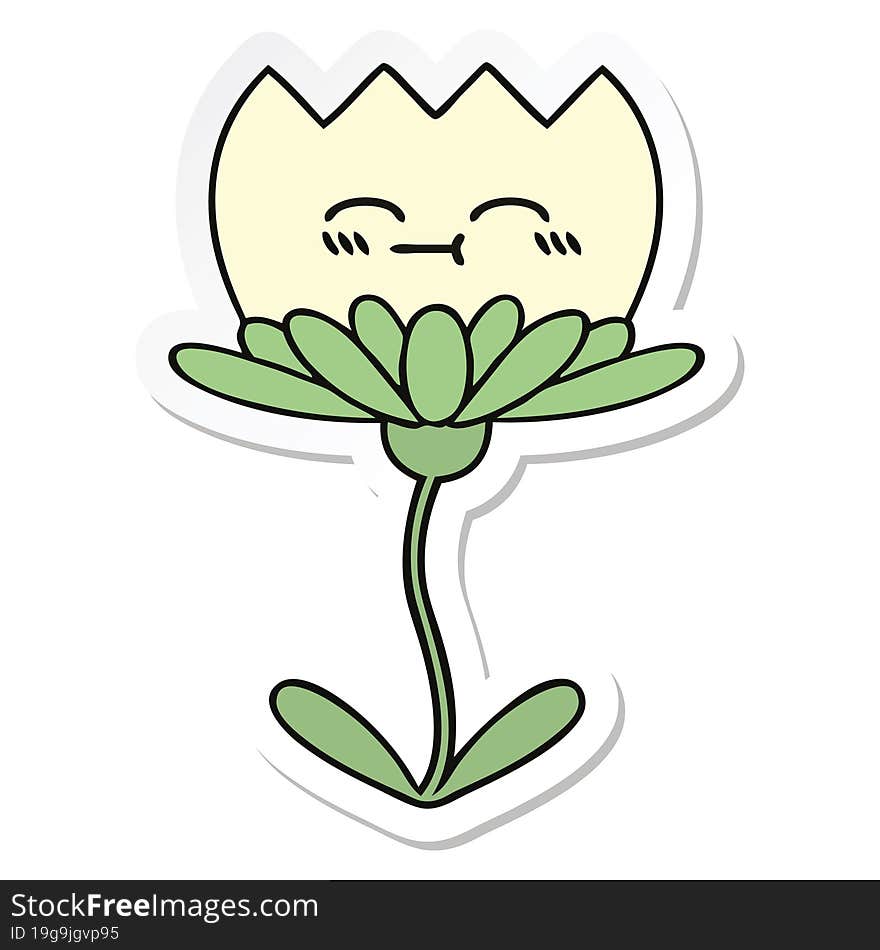 Sticker Of A Cute Cartoon Flower