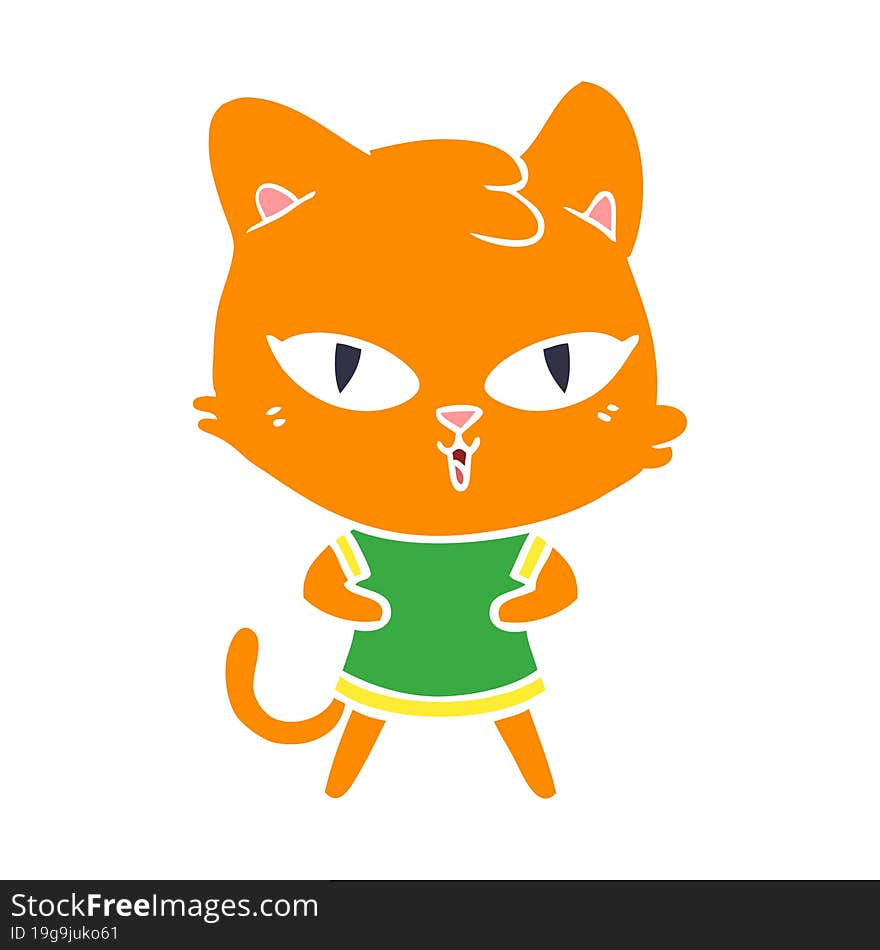 flat color style cartoon cat