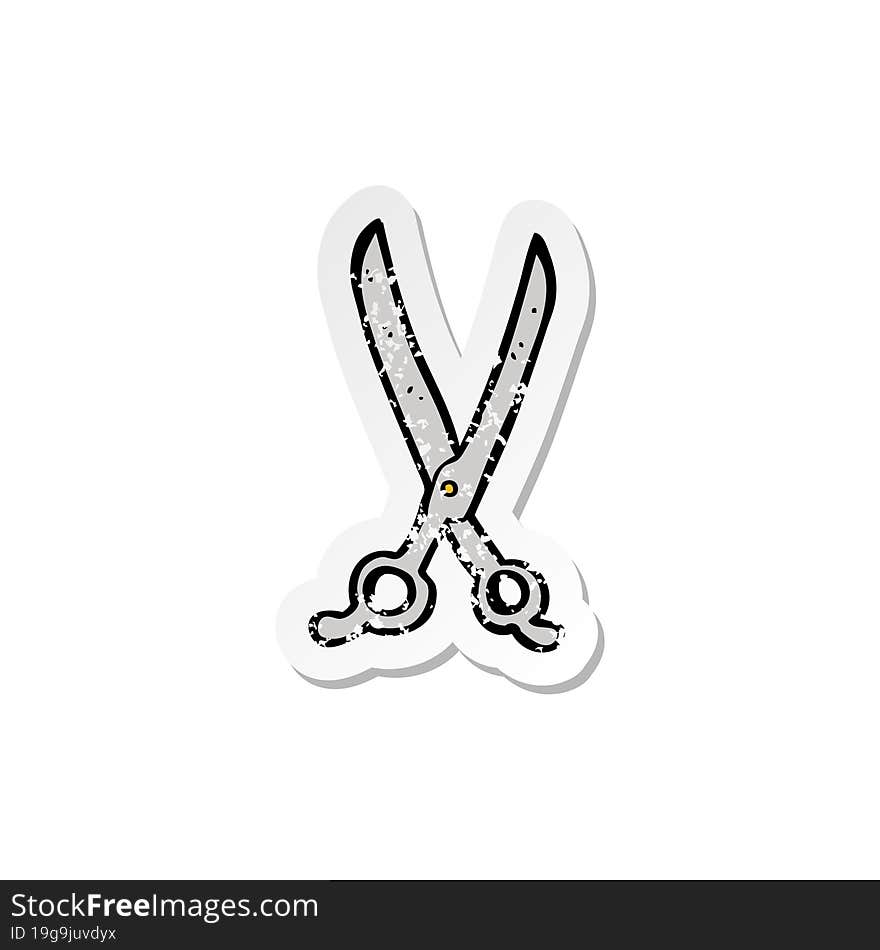 Retro Distressed Sticker Of A Cartoon Scissors