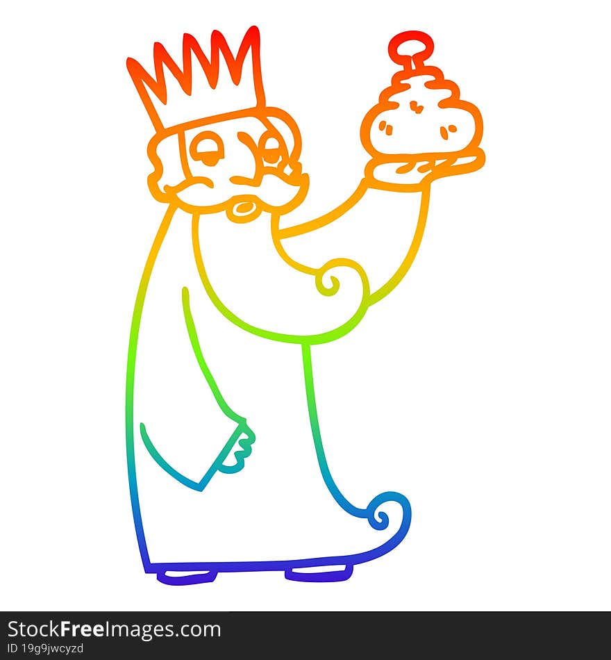 rainbow gradient line drawing of a one of the three wise men cartoon