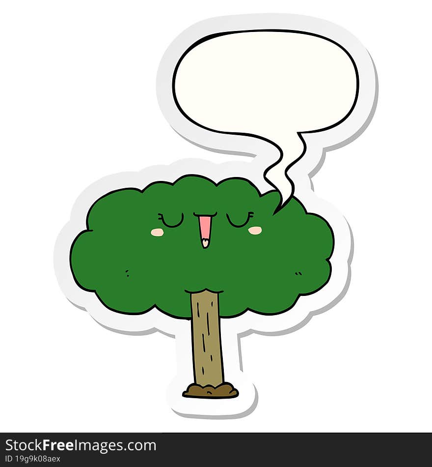 cartoon tree and speech bubble sticker