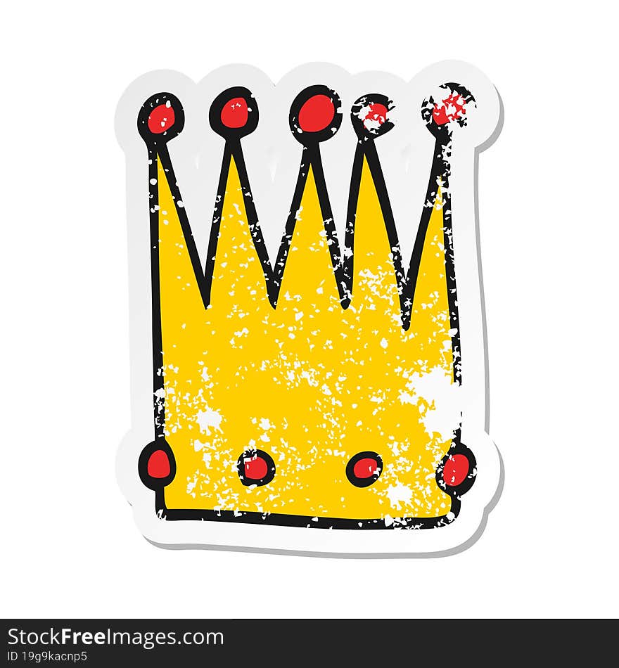 distressed sticker of a cartoon simple crown