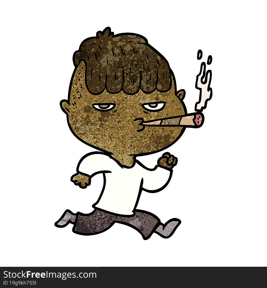 cartoon man smoking whilst running. cartoon man smoking whilst running