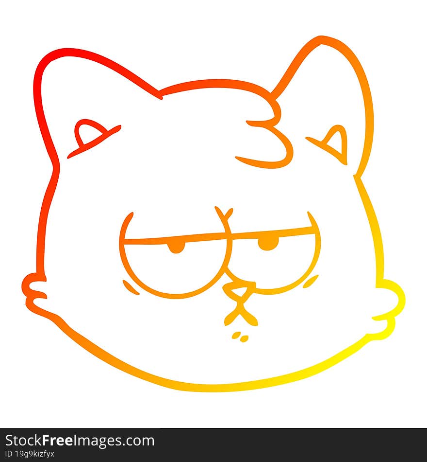 Warm Gradient Line Drawing Cartoon Cat Face