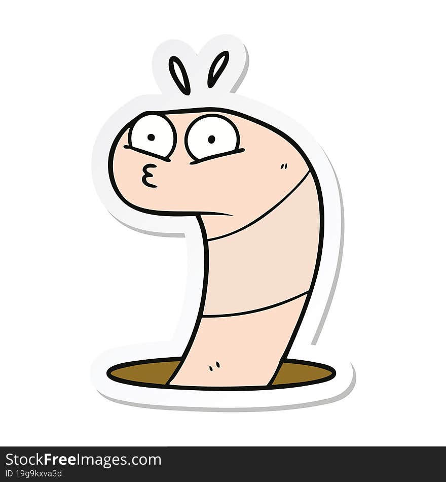 sticker of a cartoon surprised worm