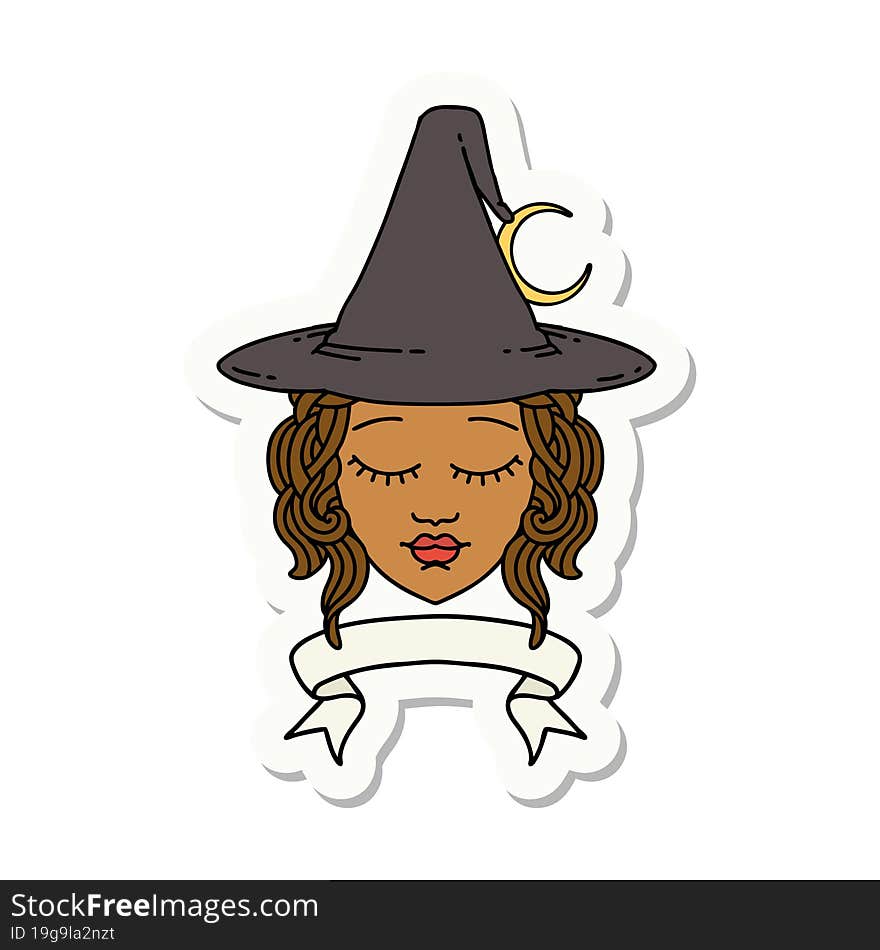 human witch character with banner sticker