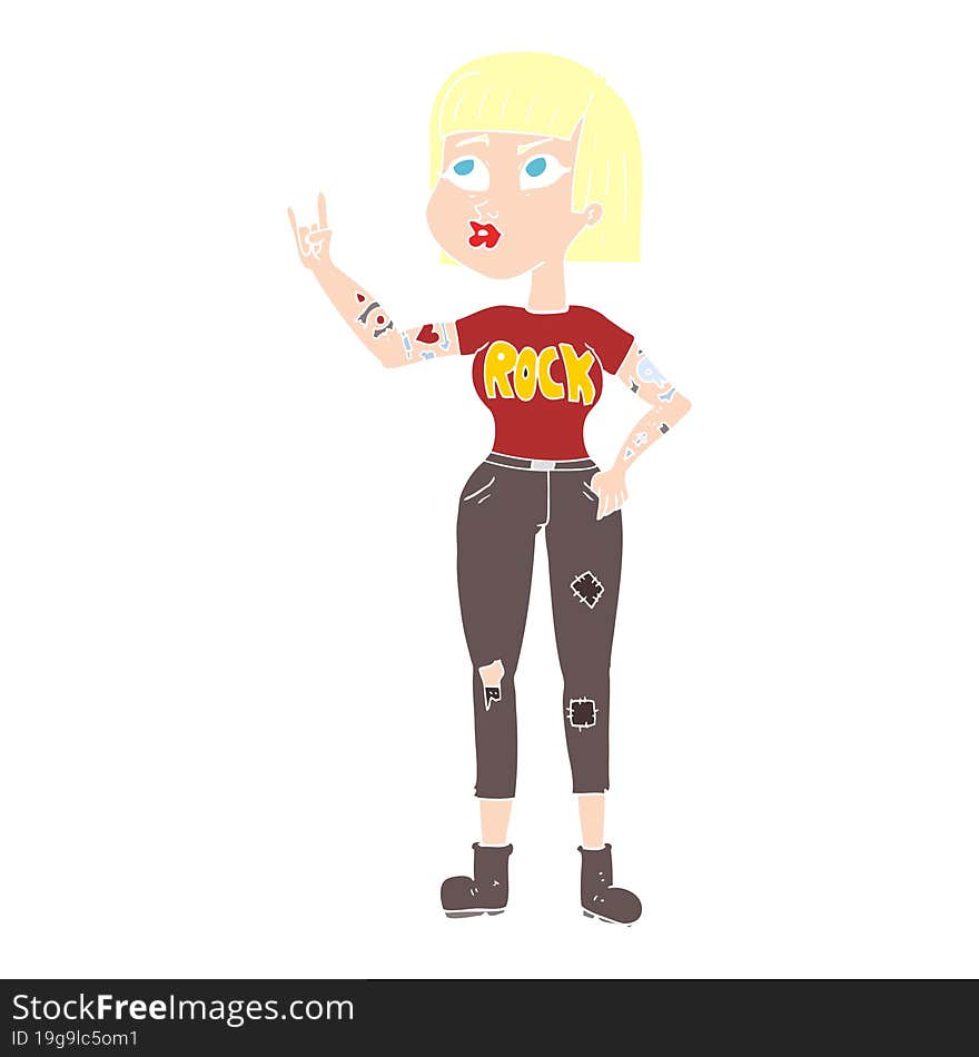 flat color illustration of rock girl. flat color illustration of rock girl