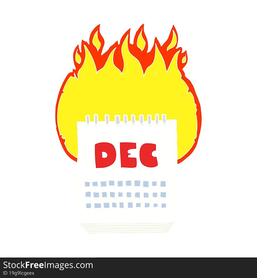 Flat Color Illustration Of A Cartoon Calendar Showing Month Of December