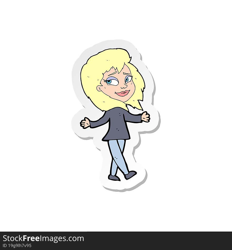 sticker of a stress free woman cartoon