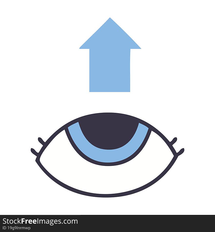 Flat Color Retro Cartoon Eye Looking Up