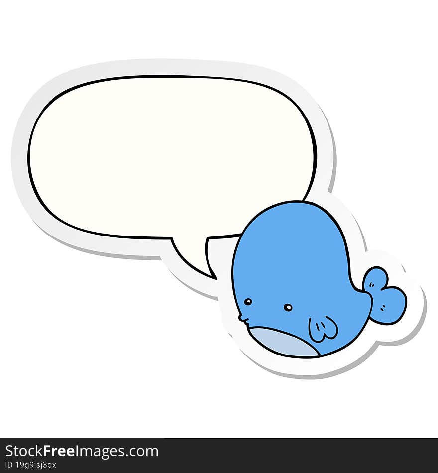 cartoon whale with speech bubble sticker. cartoon whale with speech bubble sticker