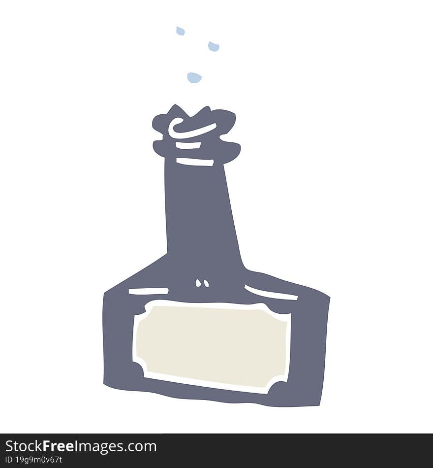 Flat Color Illustration Cartoon Bubbling Bottle