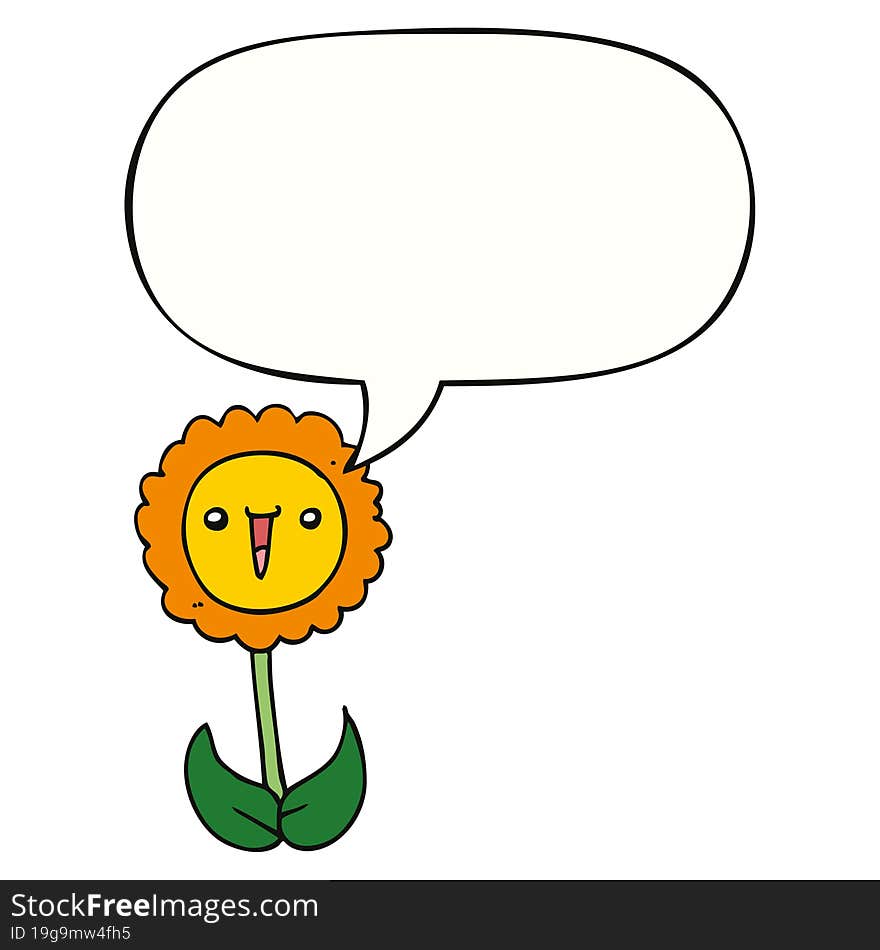 cartoon flower and speech bubble