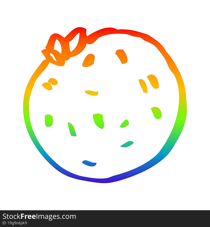 rainbow gradient line drawing of a cartoon organic orange