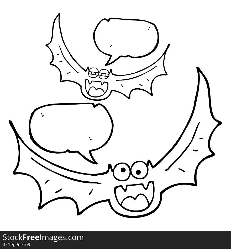 freehand drawn speech bubble cartoon halloween bats